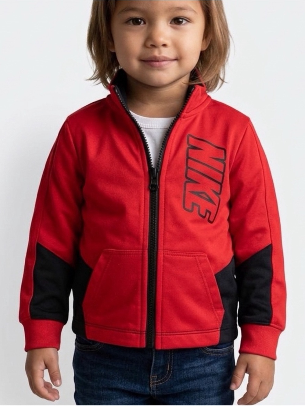 Nike Like New Little Kids' Red Full-Zip Track Jacket 18 months